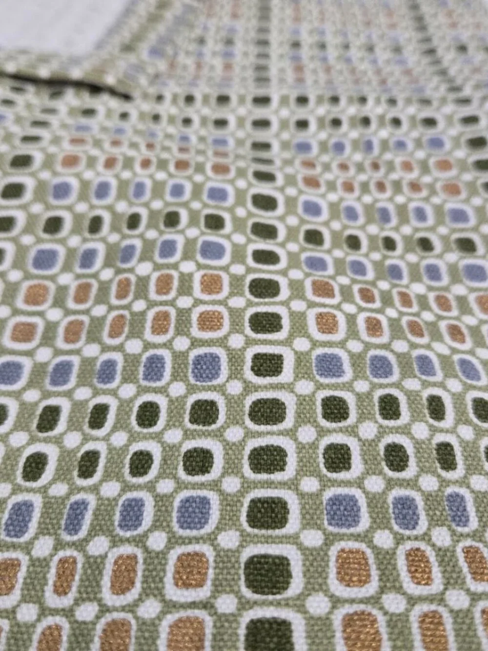Crate & Barrel Kemp Green Geometric Runner 14x86 India 100% Cotton Modern Funky